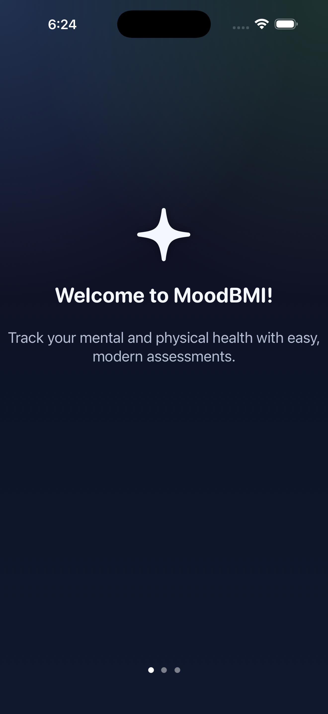 MoodBMI Welcome Screen